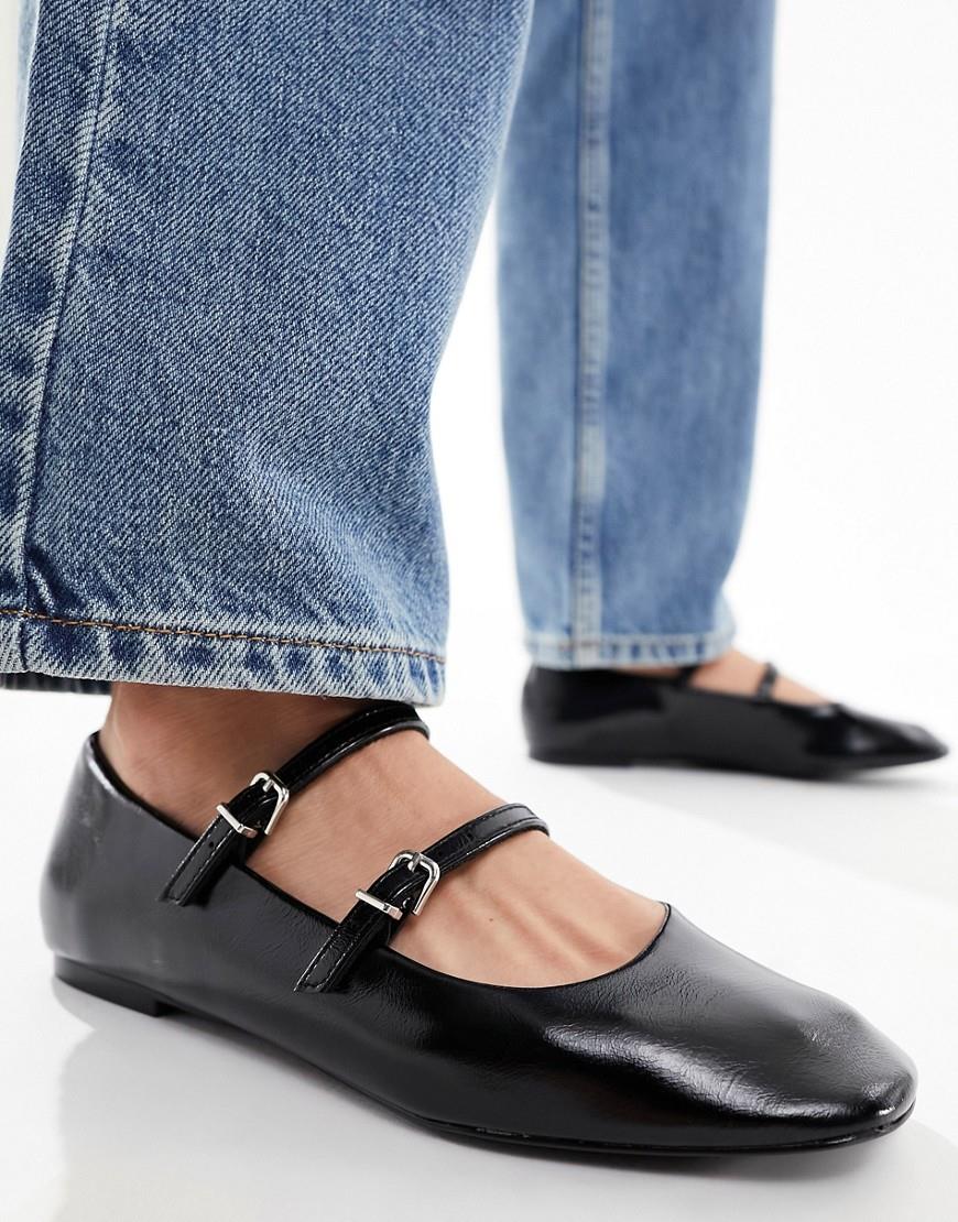 Pull & Bear double strap mary jane shoes in black