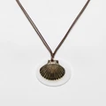 Reclaimed Vintage unisex shell necklace on brown cord