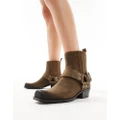 Pull & Bear ankle boots with buckle detail in brown