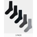 Jack & Jones 5 pack socks in multi-Grey