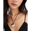 Daisy Street wrap rope tie necklace with silver heart