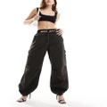 Miss Sixty parachute pants with double layered boxers trim in dark green
