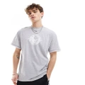 Reclaimed Vintage double layer t-shirt in slub with yin yang blur graphic in grey