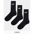 New Balance logo crew socks 3 pack in black