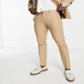 Jack & Jones Premium super slim suit pants in sand-Neutral