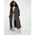 Urban Code padded trench coat in chocolate brown