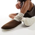 Jack & Jones faux suede slip-on slippers in brown