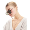 ASOS DESIGN round sunglasses in crystal brown with metal temple