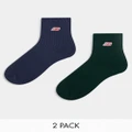 New Balance embroidered logo waffle mid socks 2 pack in green/blue-Multi