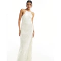 Vero Moda placement sequin maxi dress in off white