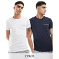 Emporio Armani Bodywear 2 pack t-shirts in navy and white-Multi