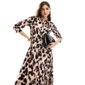 Y.A.S maxi shirt dress in leopard print-Multi