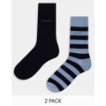 GANT 2 pack socks in black blue stripe with logo