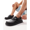 Pull & Bear clogs with buckle detail strap in black