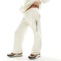 Daisy Street relaxed straight leg trackies with pacific academy print (part of a set)-White