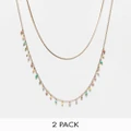 Accessorize 2 pack of beaded chain necklaces in gold