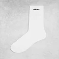 Obey small logo socks in white