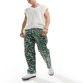 Obey Hardwork carpenter pants in all over print-Green