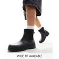 ASOS DESIGN ankle gumboots in black PU with roman numeral detail