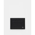 Armani Exchange logo embossed leather credit card holder in black
