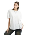 Free People classic turn sleeve relaxed t-shirt in ivory-White