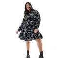 Yours tunic mini dress in black floral