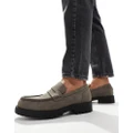 Pull & Bear chunky ridged loafers in brown
