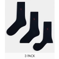 Polo Ralph Lauren 3 pack mercerised cotton socks with logo in navy