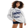 ASOS DESIGN oversized sweat with turbo car graphic in ice marl-Grey