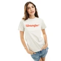 Wrangler front logo t-shirt in cream-White