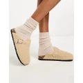 Glamorous teddy mules in camel-Neutral