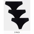 Pieces 3 pack seamless lingerie thongs in black