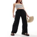 Noisy May loose fit linen mix pants in black