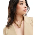 ASOS DESIGN Curve necklace with molten t bar design in vintage style gold