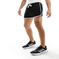 ASOS 4505 retro mesh runner shorts with curved hem in black & white