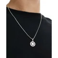 ASOS DESIGN waterproof stainless steel necklace with circular pendant in silver tone