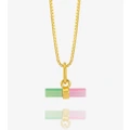 Rachel Jackson 22 karat gold plated mini t-bar necklace with watermelon stone with gift box