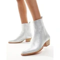 Free People Bowers leather western ankle boots in silver