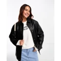 ASOS DESIGN faux leather clean top collar jacket in black