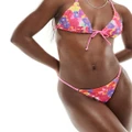 Reclaimed Vintage triangle bikini bottoms in bright blurred floral print-Multi