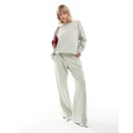 Motel oversized embroidered wide leg trackies in grey (part of a set)
