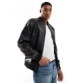 ASOS DESIGN faux-leather bomber jacket in black