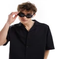 ASOS DESIGN detail visor mask wrap sunglasses in black