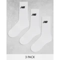 New Balance logo crew socks 3 pack in white