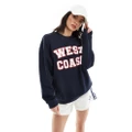 ASOS DESIGN oversized sweat with west coast applique graphic in navy