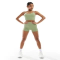 ASOS 4505 seamless double rib high waist 8cm booty shorts in pistachio-Green
