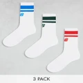 New Balance logo line crew sock 3 pack in white multi