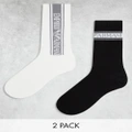 Emporio Armani Bodywear 2 pack sporty socks in black and white-Multi