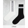 Emporio Armani Bodywear 2 pack sporty socks in black and white-Multi