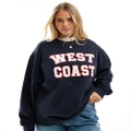 ASOS DESIGN Curve oversized sweat with west coast applique graphic in navy